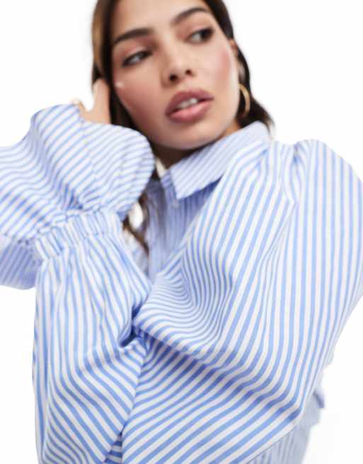 ASOS DESIGN volume sleeved soft shirt with ruffle cuff in