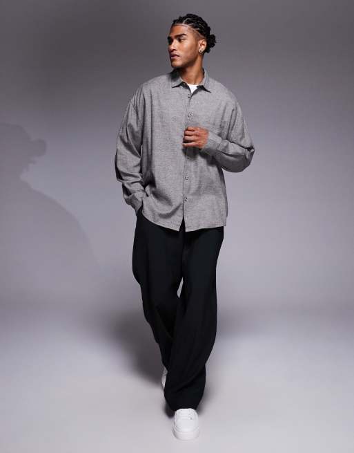 ASOS DESIGN - Volumineus oversized overhemd in grijs, 2 van 5