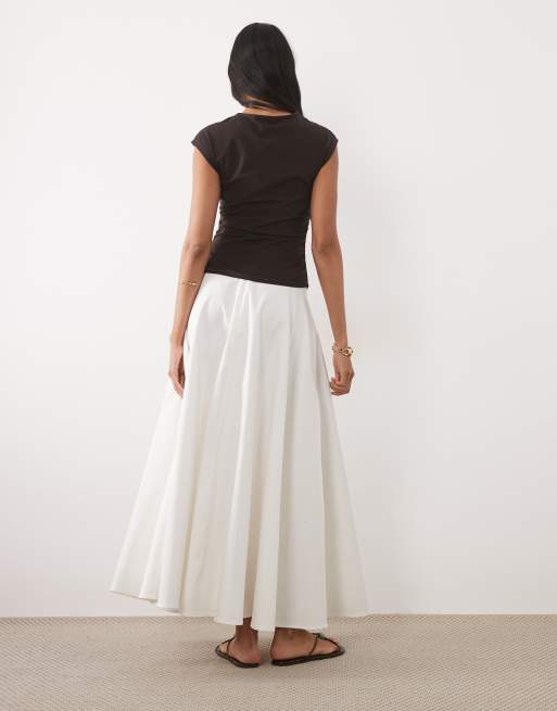 ASOS DESIGN - Volumineuze cirkelrok van katoensatijn in wit, 5 van 5