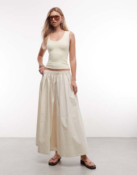 ASOS DESIGN - Volumineuze midirok in crème - view 1