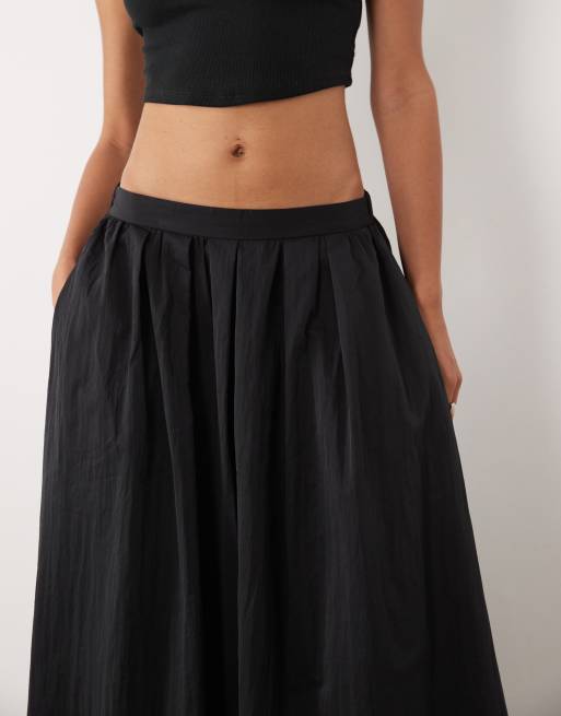 ASOS DESIGN - Volumineuze midirok met katoenlook in zwart, 4 van 5