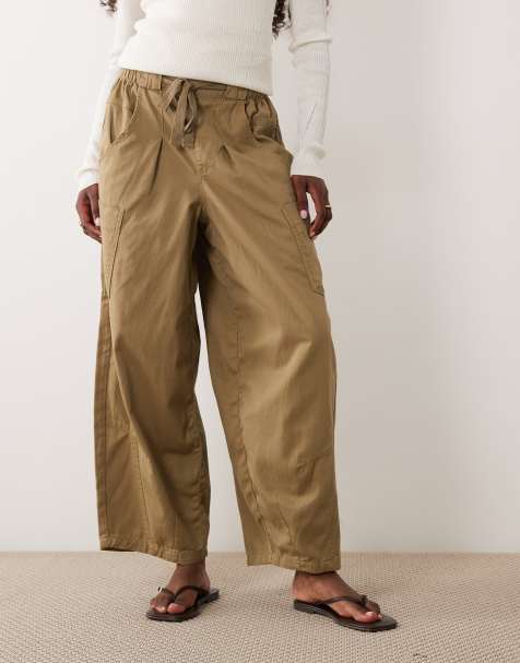 ASOS DESIGN volumineuze utility-broek in kaki - view 1