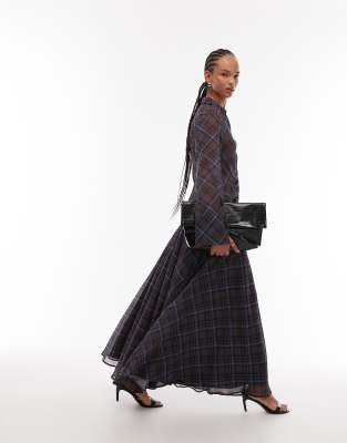ASOS DESIGN - Voluminöser, karierter Maxirock-Bunt