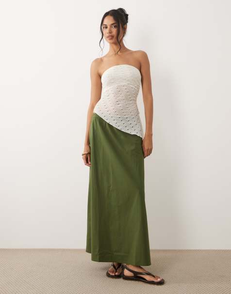 ASOS DESIGN – Voluminöser Maxirock in Khaki - view 1