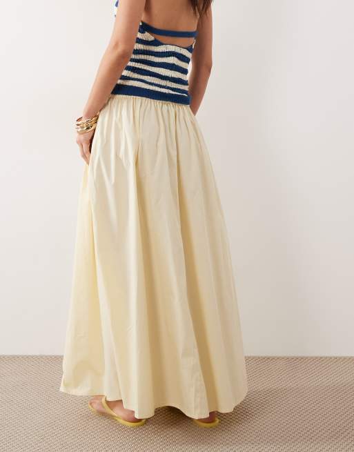 ASOS DESIGN – Voluminöser Midirock in Buttermilchgelb mit elastischem Bund, 3 von 5