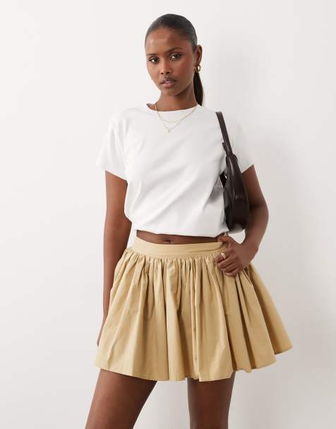 ASOS DESIGN – Voluminöser Mini-Tellerrock in Steinbeige - view 1