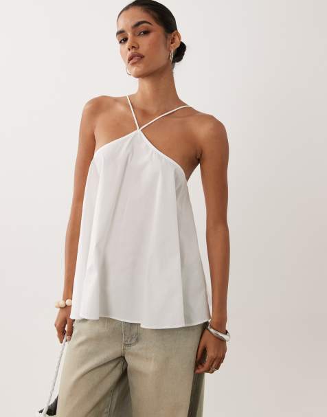 ASOS DESIGN voluminöses Neckholder-Cami in Weiß - view 1