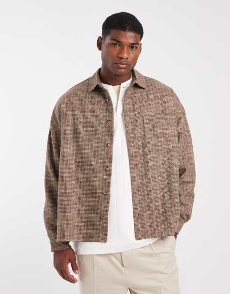 ASOS DESIGN – Voluminöses Oversize-Hemd in brauner Wolloptik - view 1