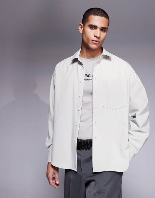 ASOS DESIGN – Voluminöses Oversize-Hemd in Creme mit abgestepptem Saum