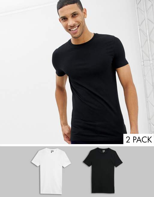 ASOS DESIGN - Voordeelset van 2 muscle fit T-shirts met ronde hals