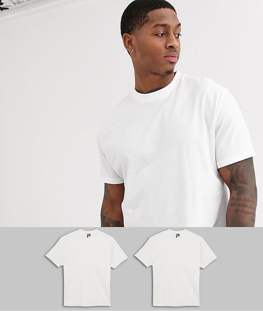 ASOS DESIGN - Voordeelset van 2 ruimvallende T-shirts met ronde hals van biologisch katoen-Wit