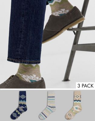 ASOS DESIGN - Voordeelset van 3 paar sokken met aztekenprint-Multi
