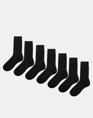 ASOS DESIGN - Voordeelverpakking van 7 paar sokken in zwart