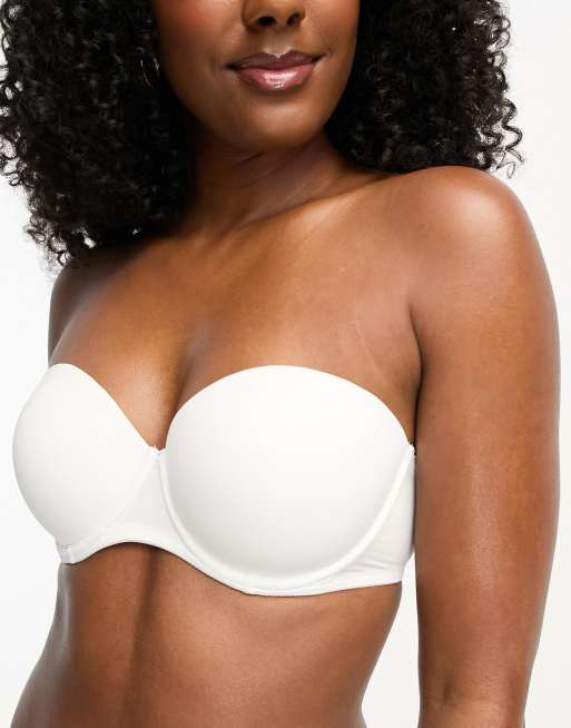 ASOS DESIGN - Voorgevormde multifunctionele strapless bh van microvezel in wit, 4 van 4