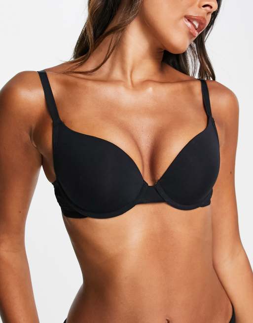ASOS DESIGN - Voorgevormde push-up-bh met beugel en dobby mesh in zwart