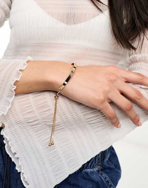 ASOS DESIGN - Vriendschapsarmband met cuff-ontwerp in goudkleur