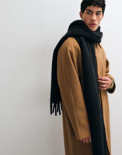 ASOS DESIGN vævet børstet tørklæde i sort - view 1