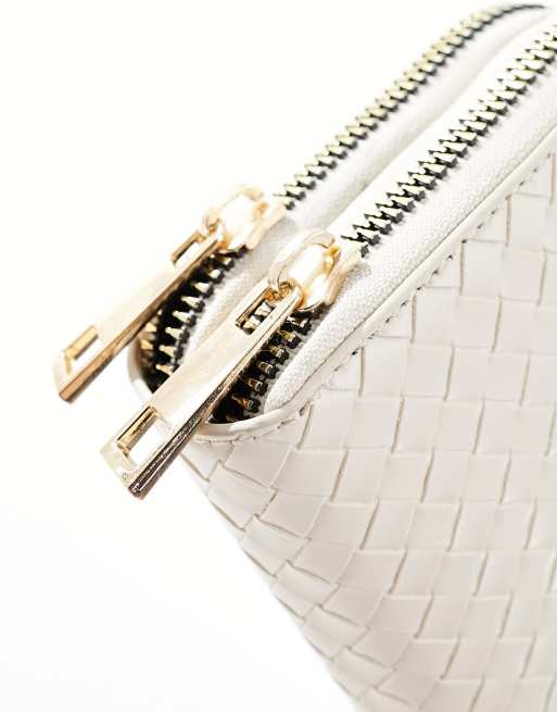 ASOS DESIGN - Vævet crossbody-taske med dobbelt-lynlås i råhvid, 2 af 4