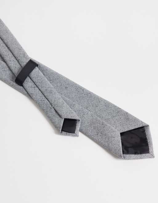 ASOS DESIGN vævet slips i grå, 2 af 3