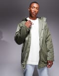 [ASOS DESIGN] ASOS DESIGN wadded borg lined parka in khaki-Green XS KHAKI