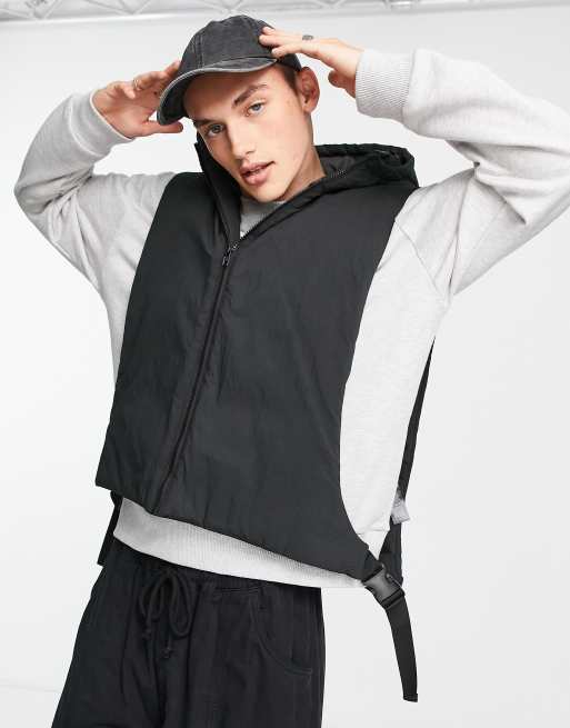 ASOS DESIGN wadded dropped armhole gilet in black