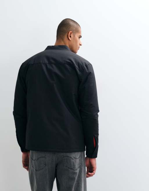 ASOS DESIGN wadded ripstop overshirt in black, 4 of 5