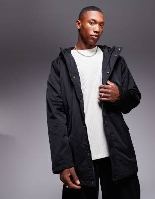 Asos Design Wadded Teddy Lined Parka In Black