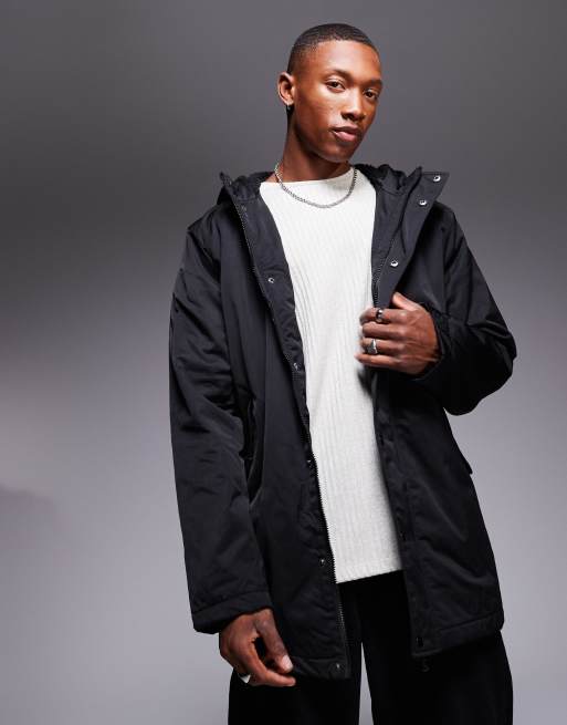 ASOS DESIGN wadded teddy lined parka in black