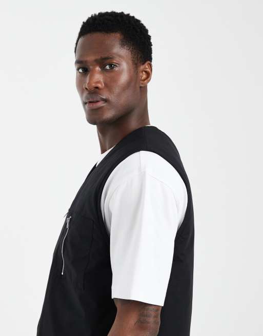 ASOS DESIGN wadded vest with quilting in black, 3 of 5