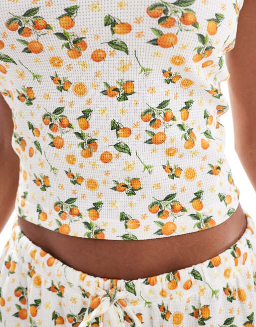 ASOS DESIGN waffle bandeau in orange fruit print (part of a set), 2 of 4