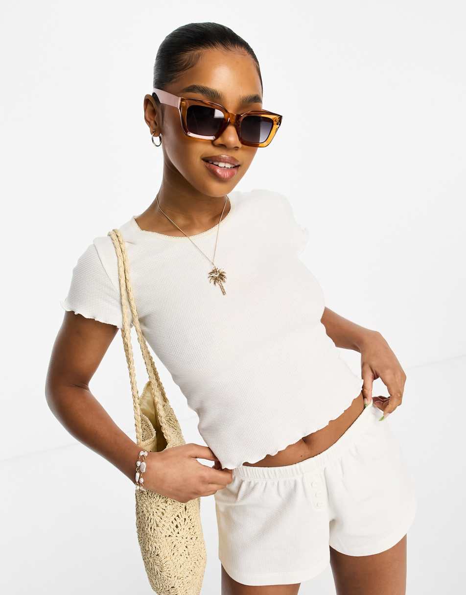 ASOS DESIGN waffle co-ord in vintage cream - CREAM 0