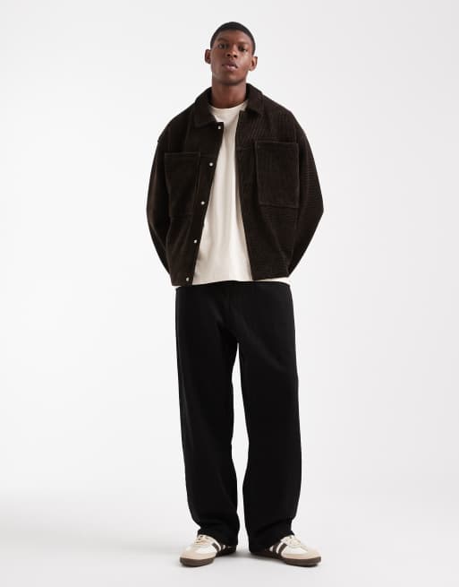 ASOS DESIGN waffle cord harrington jacket in brown, 2 of 5