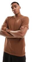 Bershka waffle textured t-shirt in tan