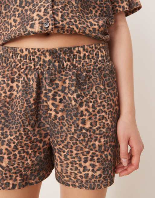 ASOS DESIGN waffle knit boxer shorts in leopard print