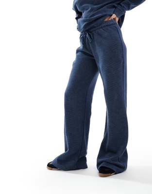 Asos Design Waffle Knit Flared Pants In Navy