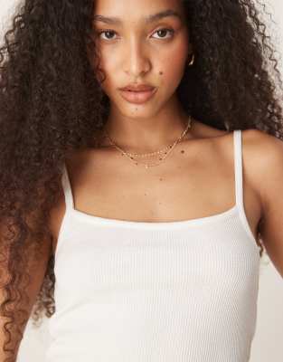 Asos Design Waffle Knit Lettuce Edge Cami Tank Top