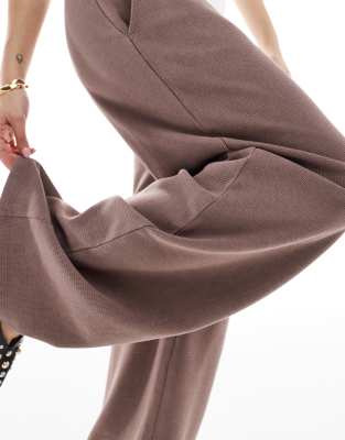 Asos Design Waffle Knit Straight Leg Sweatpants In Brown
