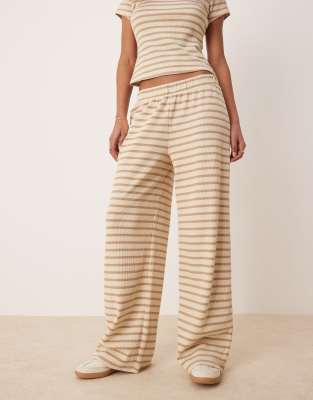 ASOS DESIGN WAFFLE KNIT WIDE LEG PANTS 