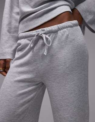 Asos Design Waffle Knit Wide Leg Sweatpants In Gray
