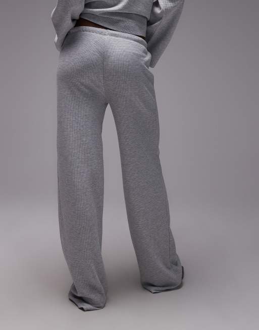 ASOS DESIGN waffle knit wide leg sweatpants in heathered ice - part of a set, 3 of 5