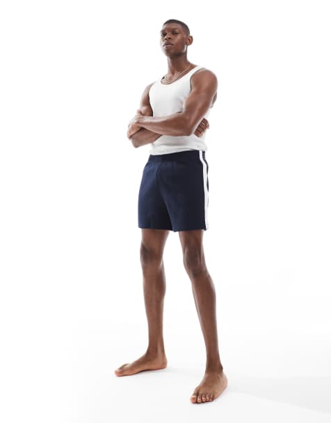 ASOS DESIGN waffle lounge short with binding in navy - view 1