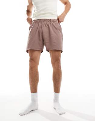 Asos Design Waffle Lounge Shorts In Brown