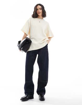 Asos Design Waffle Oversized T-shirt In White