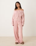[ASOS DESIGN] ASOS DESIGN waffle paperbag waist trackies in pink L PINK