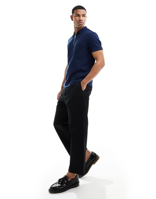 Navy blue polo with best sale black pants