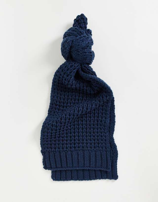 ASOS DESIGN waffle scarf in navy