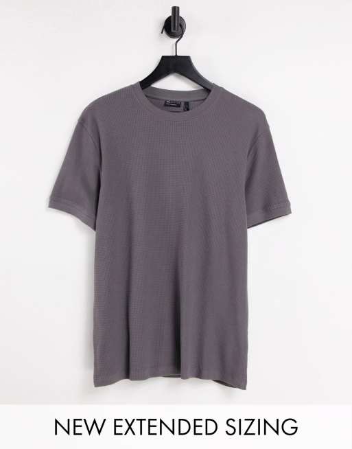 Asos Design Waffle T-shirt In Washed Black 