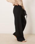 [ASOS DESIGN] ASOS DESIGN waffle wide leg pants in black L BLACK