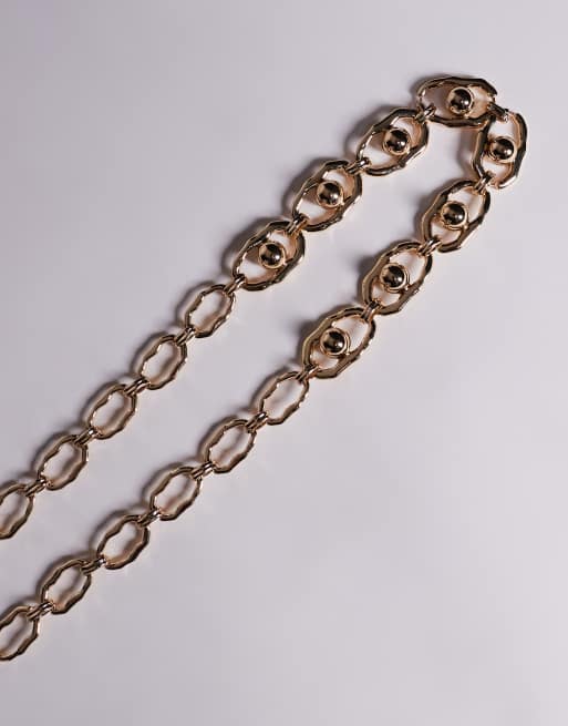 ASOS DESIGN waist and hip ball chain belt in gold tone, 3 of 3