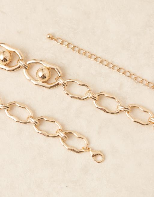 ASOS DESIGN waist and hip ball chain belt in gold